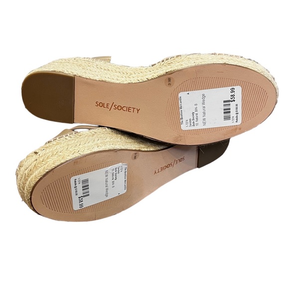 New Sole Society Natural Leather & Espadrille 3” Heel- Size 10 - Picture 4 of 6